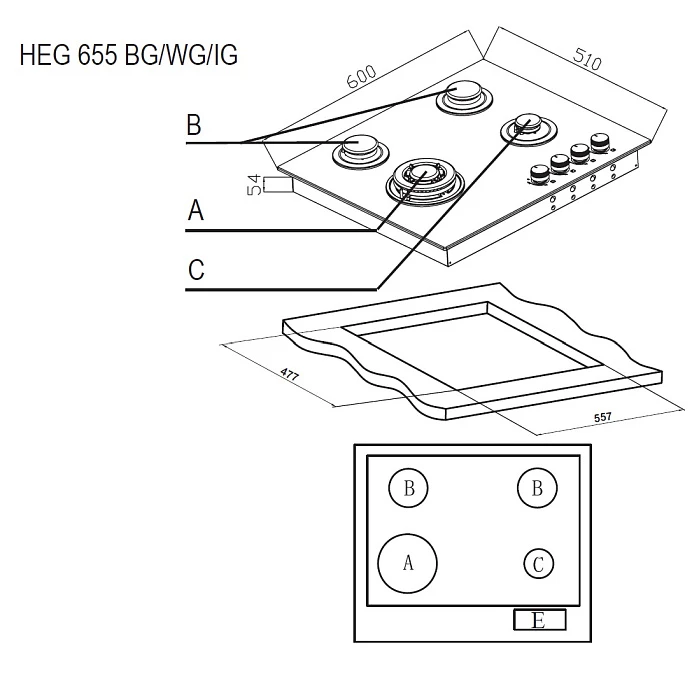 Товар Варочная панель из закаленного стекла Evelux HEG 655 BG VSK2275838
