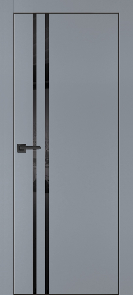 Фото Межкомнатная дверь PX-11  черная кромка с 4-х ст. Серый матовый